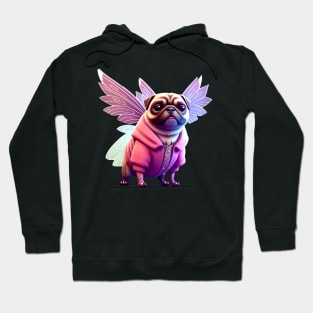 Cute Pug in Pink Fairy Costume - Adorable Dog in Whimsical Pink Fairy Outfit Hoodie